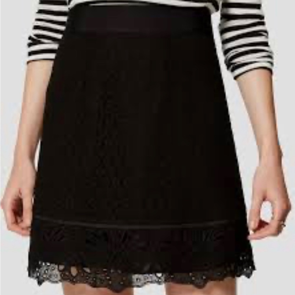 NWT Ann Taylor LOFT Women's Size 4 Black Lace Eyelet Mini Skirt